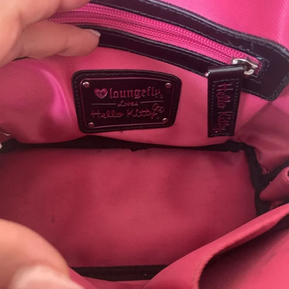 Loungefly Hello Kitty Black Patent Leather Domed Weekend Bag Purse